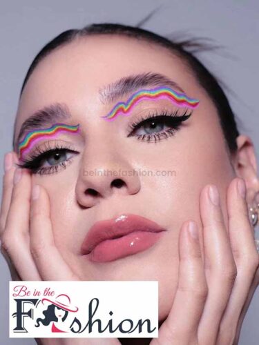 Rainbow Eye Makeup with Squiggle Lines