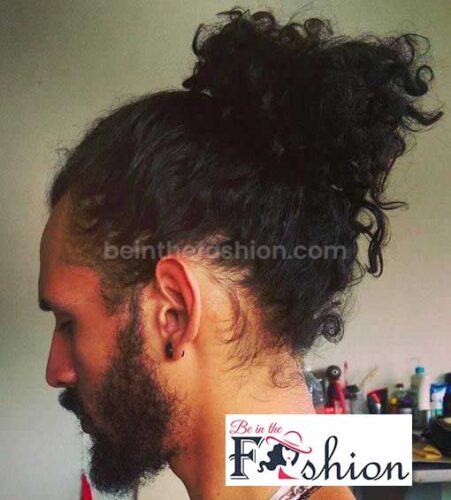 curly hair ponytail for men