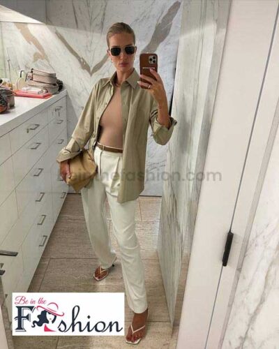 Bodysuit with shirt & wide-legged trouser